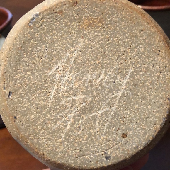 Harvey folk art handmade stone Poughkeepsie NY coffee mugs set of three - Picture 6 of 8